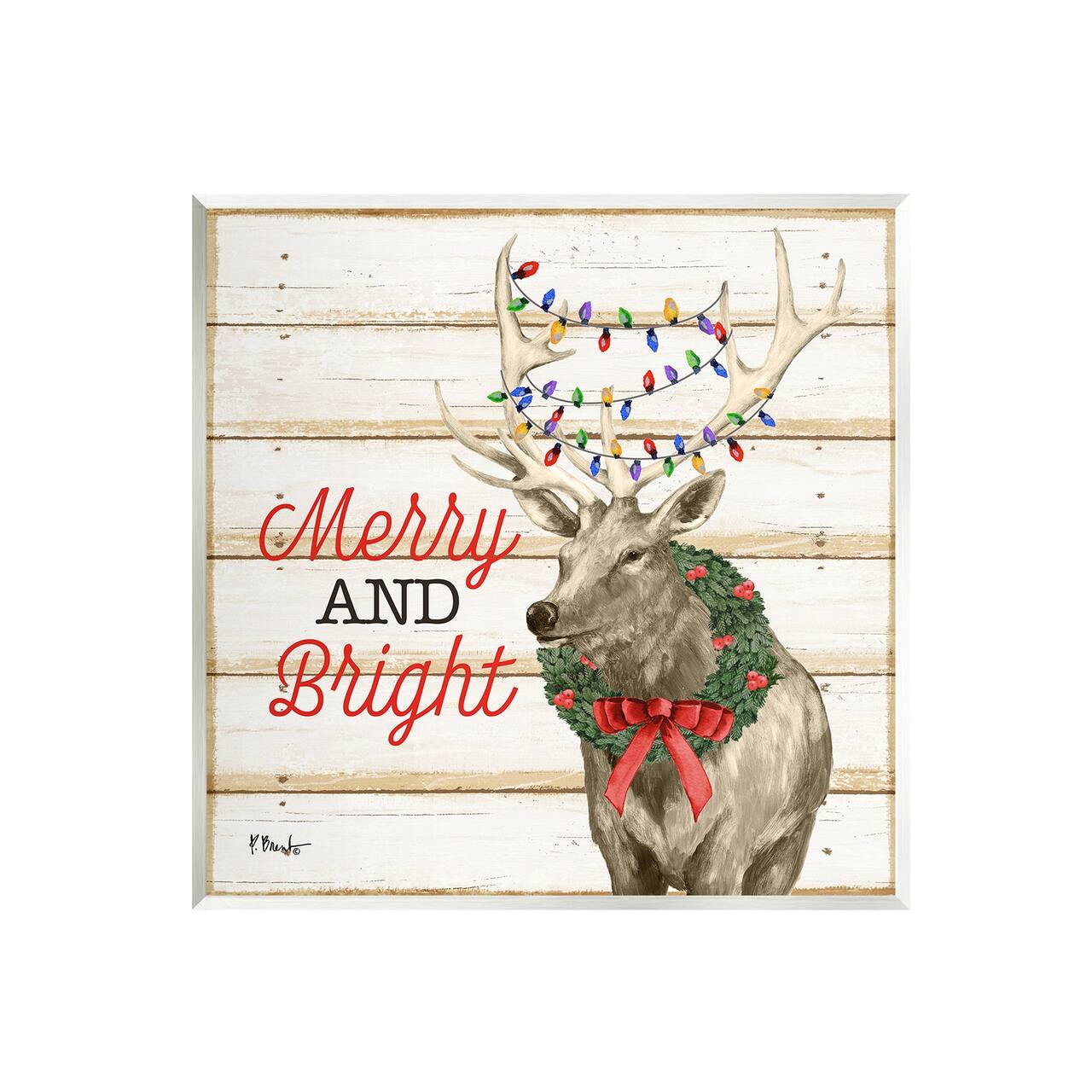 Stupell Industries 12" x 12" Merry & Bright Deer Wall Plaque Art